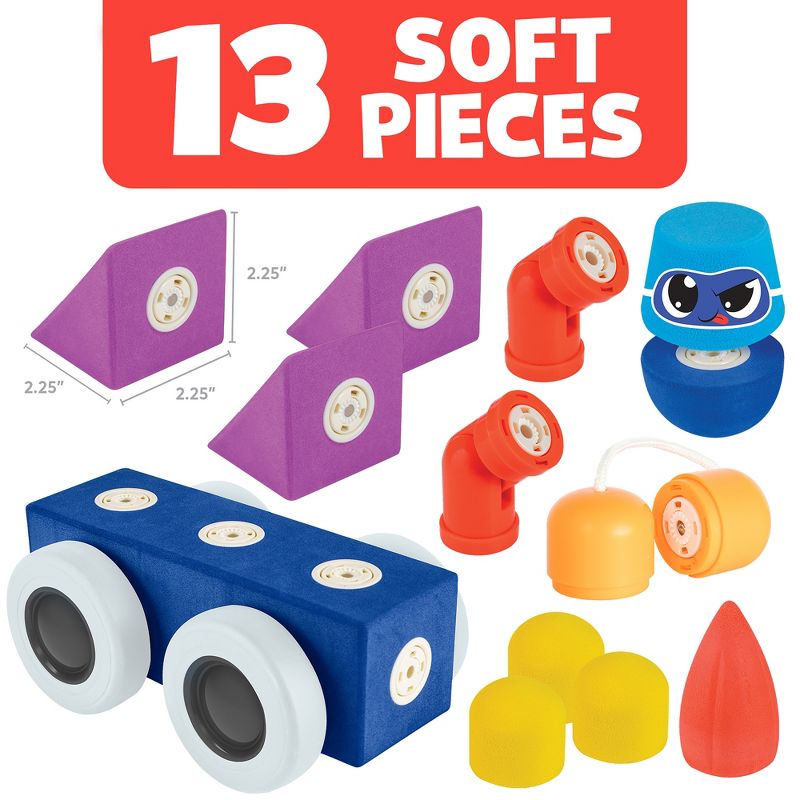 Blockaroo Magnetic Foam Building Blocks, Soft Foam Blocks to Develop Early STEM Learning Skills,  Ultimate Bath Toy for Toddlers & Kids - Roadster Set, 6 of 11