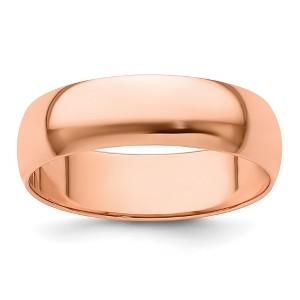 Black Bow Jewelry 2mm to 6mm 14K Rose Gold Lightweight Half Round Standard Fit Band - 1 of 4