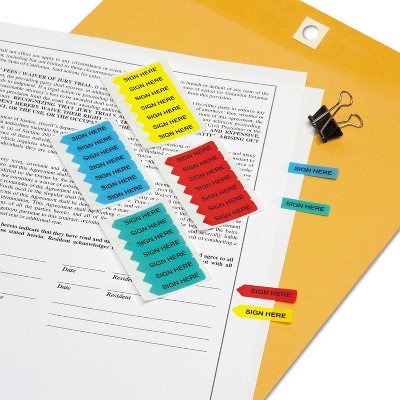 Redi-Tag Mini Arrow Page Flags "Sign Here" Blue/Mint/Red/Yellow 126 Flags/Pack 72020