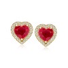Ross-Simons 5.25 ct. t.w. Ruby and .80 ct. t.w. White Topaz Convertible Heart Earrings in 18kt Gold Over Sterling - 3 of 4