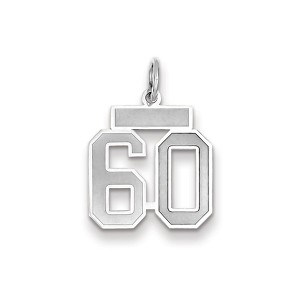 Black Bow Jewelry 14k White Gold, Jersey Collection, Small Number 60 Pendant - 1 of 2