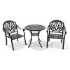 3-Piece Cast Aluminum Outdoor Dining Set: Round Table, Stackable Chairs & Brown Cushions - All-Weather Patio Furniture for Your Backyard - 3 of 4