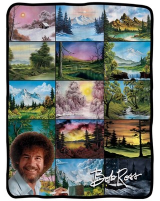 Bob Ross Multicolored Flannel Fleece Throw Blanket 46" x 60"