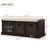 PAGED Rustic Storage Bench with 3 Removable Classic Rattan Basket, Linen Blend Ottoman with Storage & Removable Cushion, Entryway Bench -No Assembly - 2 of 4