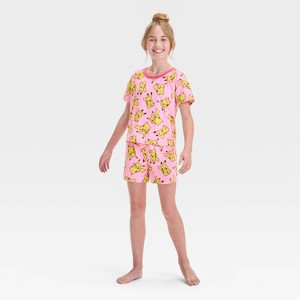 Girls' Pokemon 2pc Short Sleeve Pajama Set - Yellow - 1 of 4