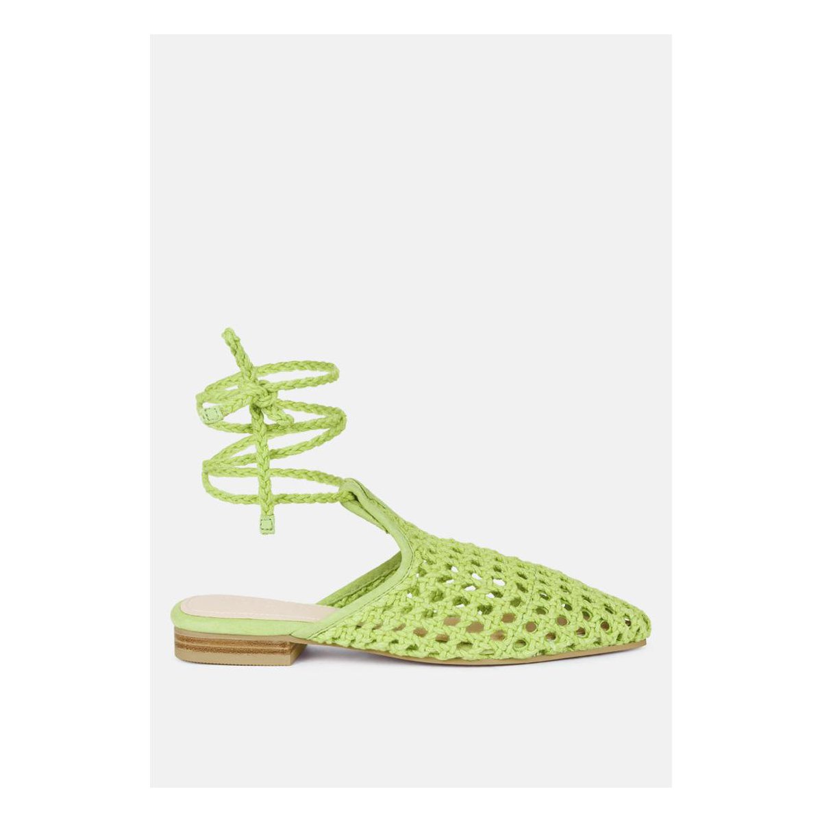 Женские сабо Rag & Co Womens Tutsi Handwoven Honeycomb Cotton Mule Flats Green Tie-Up 6 — фото 2