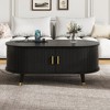 Whisen Wooden TV Stand with Sliding Tambour Door & Golden Handle, Oval Fluted Design, Charging Station for TV up to 80" - 2 of 4