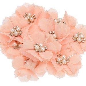 Unique Bargains Rhinestone Pearl Chiffon Flower for DIY Craft Wedding Party 10 Pcs - 1 of 4