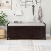 OUTSUPPLY Storage Bench with 3 Doors and Hidden Compartment, Removable Cushion Shoe Bench for Entryway, Bedroom, Living Room - 3 of 4