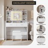 Vanity Sliding Desk and Stool with Mirror and Lights，Makeup Vanity with Charging Station, Drawers, Storage Shelves for Bedroom - 3 of 4