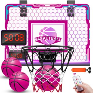 Vatos Pink Indoor Basketball Hoop for Girls, Electronic Scoreboard, 3-7 Years - 1 of 4