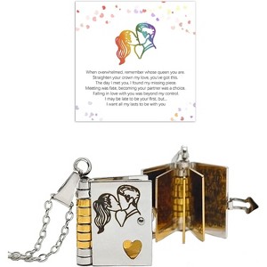 Daughter Love Book Necklace, Laser Engraved Page Pendant Stainless Steel Gift - 1 of 4