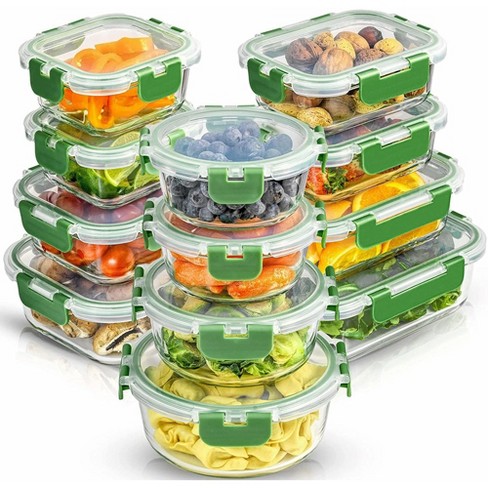 Joyful By Joyjolt 24 Piece Glass Food Storage Containers With Leakproof Lids  Set - Green : Target