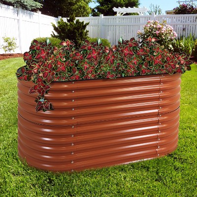 Large Brown Galvalume Steel Raised Garden Bed with Rubber Edge Trim