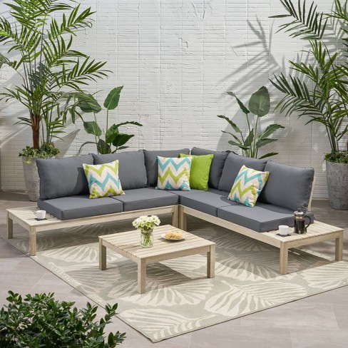 Arlington 4pc Acacia Wood Sectional Patio Seating Set Christopher Knight Home Target