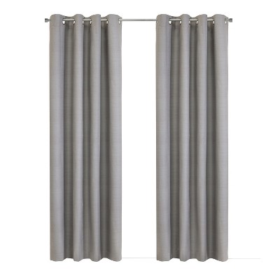Thermaplus 100% Polyester Mason Lightweight Texture Printed Blackout Grommet Curtain Panel Silver