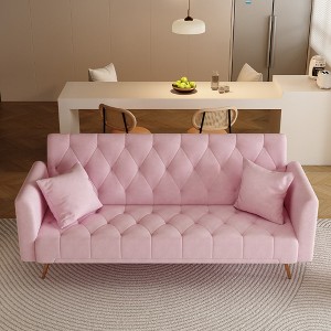 71" Adjustable Backrest Sofa Bed, Velvet Fabric Living Room Sofa Couch, Folding Bed With Sturdy Metal Legs,Modern Upholstered Sleeper Couch - 1 of 4