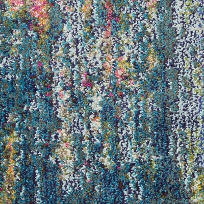 Celestial Swirl Abstract Blue and Yellow 26.5" Synthetic Rug