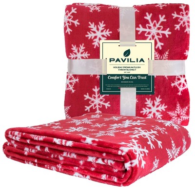 Snowflake Red Fleece Christmas Throw Blanket for Kids