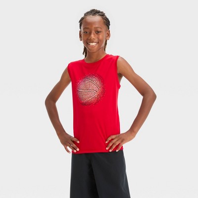 Boys' Sleeveless 'Basketball' Graphic T-Shirt - All in Motion™ Red M