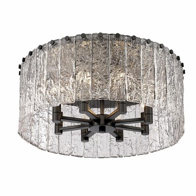 Matte Black Contemporary Glacier 8-Light Flush Mount Ceiling Fixture