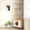 Lyngins Corner Cat Tower,Cat Tree with Scratching Post,Feeding Station and Climbing Platforms,Cat Condo for Indoor,White+Light Oak - 4 of 4