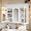 Vynxaria 40" Wall-Mounted White Medicine Cabinet with Mirror and Adjustable Shelves - 2 of 4