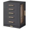 Jewelry Box 360° Rotating, Accessory Organizer with 5 Drawers, Glass Window Spacious - 3 of 4