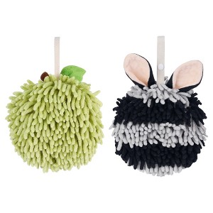 REGALWOVEN 2 Pcs Comfortable Soft Absorbent Chenille Ball Fuzzy Hand Towels - 1 of 4