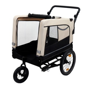 SEVOBAL Pet Strollers Extra Large 2-in-1 Bike Trailer Push Cart for Pets Detachable Bike Hitch Push Handle Included, Black, 54.53"*30.31"*35.04" - 1 of 4
