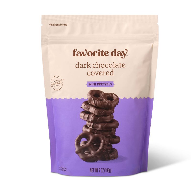 Dark Chocolate Covered Mini Pretzels Candy - 7oz - Favorite Day&#8482;, 1 of 11