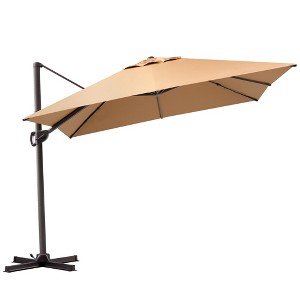 Pellebant 10ft Aluminum Patio Offset Cantilever Umbrella UV30 Square with 360Rotation 6 Heights Adjustable Outdoor Umbrella - 1 of 4