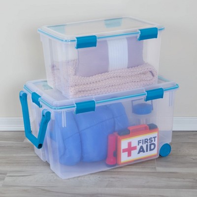 54 Quart Clear Plastic Stackable Storage Bins with Latch Lids