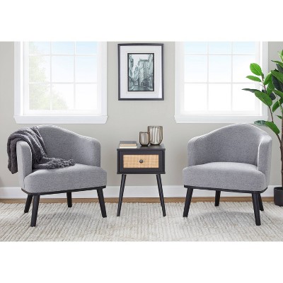 Gray Mid-Century Modern Wood Accent Chair