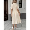 Women's V-Neck Tie-Front Midi Dress, Short Sleeve Casual Summer Dress, Flowy A-Line Dress - 4 of 4