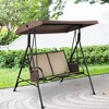 2 Seat Porch Swing with Adjustable Canopy & Storage Pockets - WELLFOR: Outdoor Bench, Rust-Resistant Steel Frame - 4 of 4