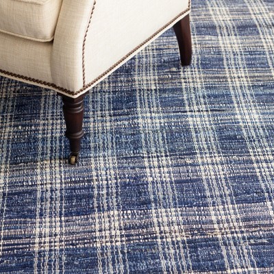 Denim Plaid Reversible Handmade Cotton Runner Rug 2'6" x 8'