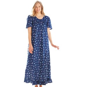 Dreams & Co. Plus Size Petite Long Floral Print Cotton Gown - 1 of 4