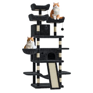 68.5" Multi-Level Cat Tree for Indoor, Heavy Duty Adult Cat Tower with 2 Condos, Plush Perches, Sisal Scratching Posts,Hammocks,Basket,Dangling Balls - 1 of 4