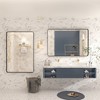 Apmir 48 in. W x 32 in. H Rectangular Aluminum Alloy Framed and Tempered Glass Wall Mirror in Matte Black - 3 of 4