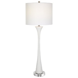 Uttermost Fountain Buffet Lamp – 34"H White Faux Marble Base with Crystal Foot & Brushed Nickel Accents - 1 of 4