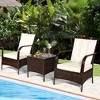 Tangkula 3PCS Patio Outdoor Rattan Conversation Set Furniture Set w/ Table Cushions - image 3 of 4