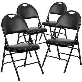 Flash Furniture 4 Pack HERCULES Series Extra Large Ultra-Premium Triple Braced Metal Folding Chair with Easy-Carry Handle