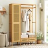 Costway Bamboo Clothing Rack with Cabinet Hanging Rod Storage Shelf & Drawers for Foyer - 2 of 4