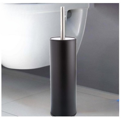 Black Stainless Steel Toilet Brush with Holder and Extra Heads