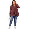 Agnes Orinda Women's Plus Size Casual V Neck Long Sleeve Ruffled Hem Button Half Placket Tops - 3 of 4