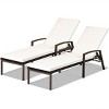 Costway 2PCS Patio Rattan Lounge Chair Chaise Recliner Back Adjustable Cushioned Garden Brown - image 2 of 4