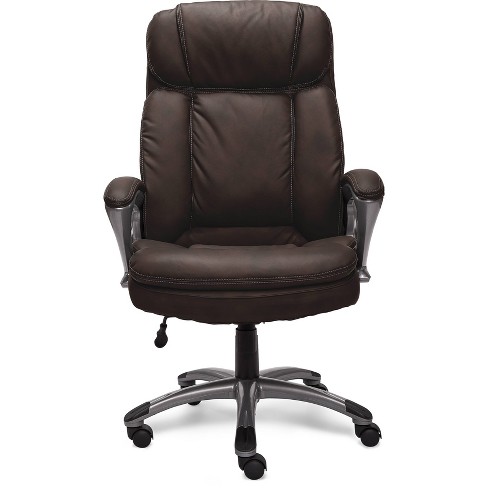 Better Homes and Gardens Executive Mid-Back Manager's Office Chair with Arms Brown Bonded Leather