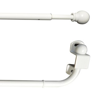 Versailles' Ball Swing Arm Curtain Rod 24" - 38" Pair White - 1 of 4