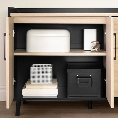 Soft Elm and Matte Black 2-Drawer Lockable Filing Credenza